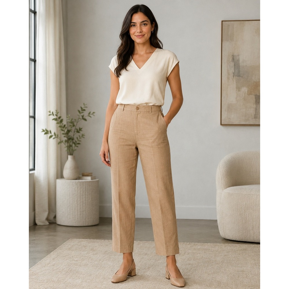 Vtg Pendleton Camel Tan Wool Dress Pants Heritage Straight Leg Trousers Size 18P